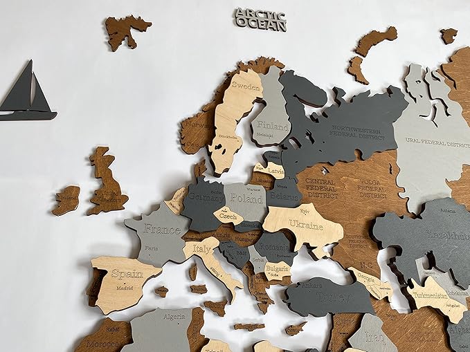 Wooden World Map 3D Art Large Wall Decor - Size (M, L, XL) Any Occasion Gift Idea - Wall Art For Home, Kitchen or Office