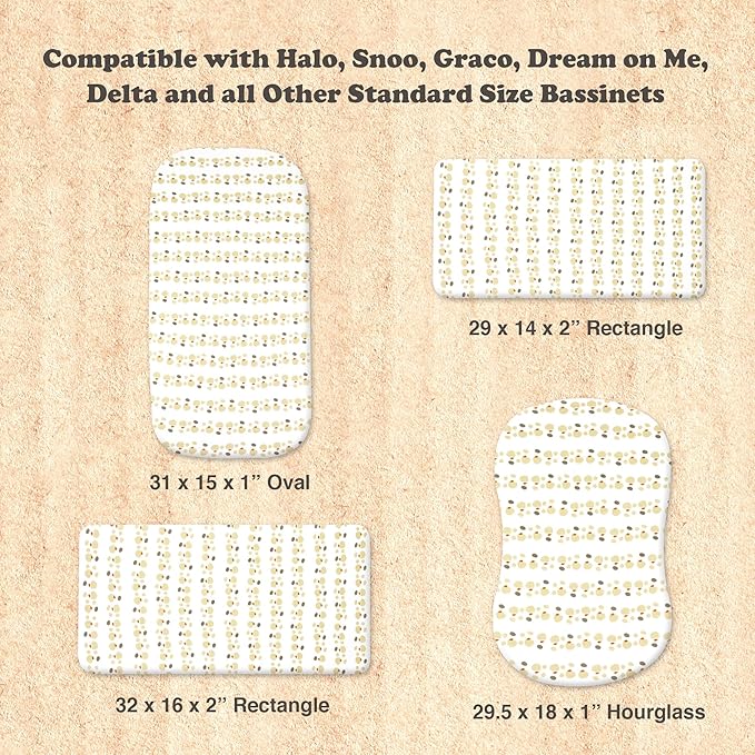 Bassinet Sheets for Baby Girl & Boy – 3-Pack Soft Fitted Bassinet Sheets, Organic Cotton, Breathable & Cozy, Fits 32x16x4 Inch Rectangle, Oval & Hourglass Mattresses, Lion Head