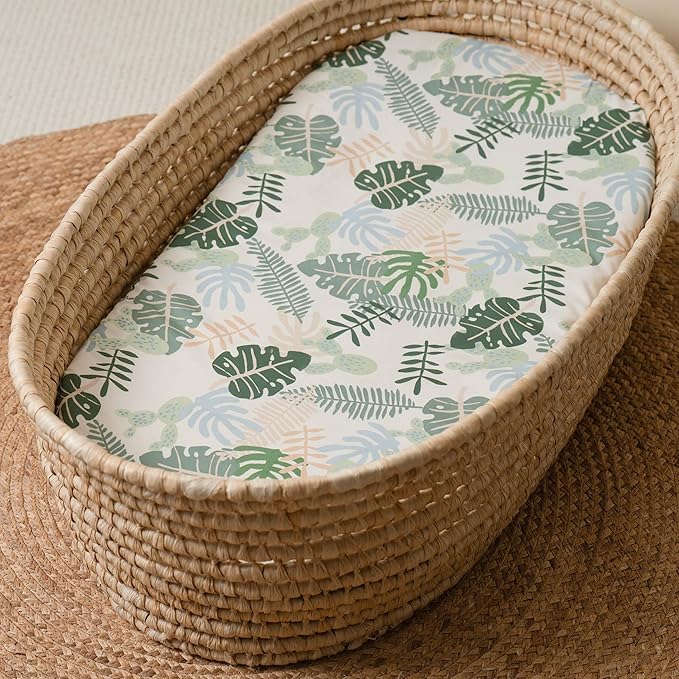 Baby Bassinet Sheets 3 Pack, Fitted Mattress Sheets for Boys & Girls, Ultra Soft Breathable, Universal Compatible with Halo Bassinest Swivel Sleeper(Sage Green, 32x16 Inch)