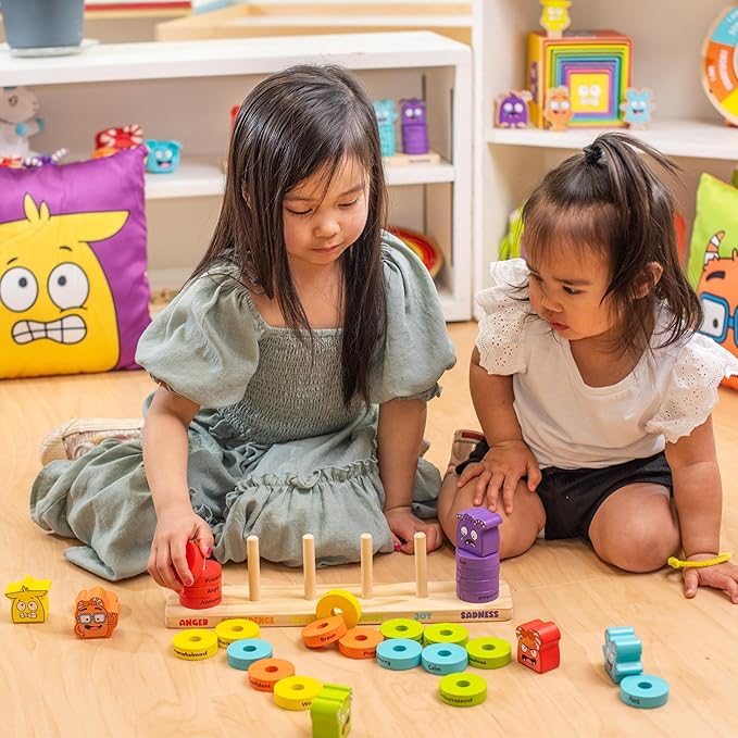 Open The Joy Emotions Stacking Rings – 30pc Rainbow Stacking Toy for Toddlers, Baby Sensory Learning Toy, Fine Motor Skill Development – Montessori Toys for 1 Year Old, Ages 12 Months and Up