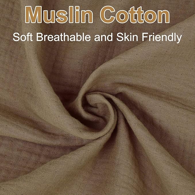 Muslin Mini Crib Sheets for Girls & Boys-2 Pack 24"x 38" Soft Baby Mattress Sheets Fitted-No Slip Neutral Toddler Cotton Bedding-Nursery Décor Taupe Brown & Light Beige