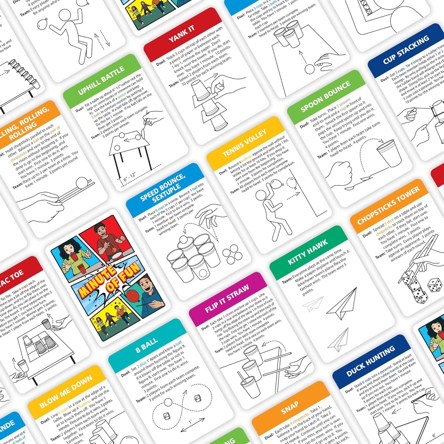 Funwares Minute of Fun Game - Minute to Win It Games for Kids, Adults, Teens, Families, Game Night, Gift for Home, Birthdays, or Travel. 2-12 Players! Original - 237 Challenges