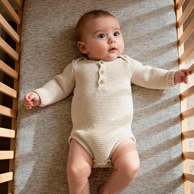 Gllquen Baby Bassinet Sheets 2 Pack, 100% Organic Cotton Bassinet Fitted Sheets for Girls Boys, Soft & Breathable Unisex Baby Mattress Sheet for Standard Bassinets 33"x17"(Grey)