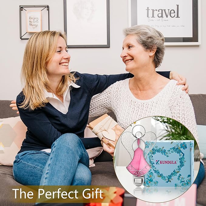 Night Lights Plug Into Wall Stained Glass 7W Plug in Night Light Dusk to Dawn 3000K Warm White Nightlight Switch-On/Off for Adult Kids Room Bathroom Hallway Kitchen Non-Dim (Pink Angel 5" H)