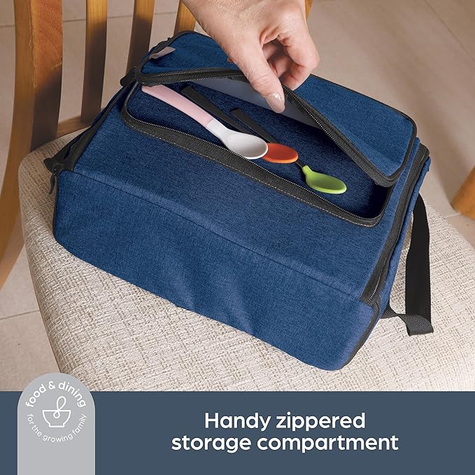 Dreambaby Grab ‘N Go Travel Booster Seat – Portable Toddler High Chair for Dining (6M-5Y) with Storage & Shoulder Strap