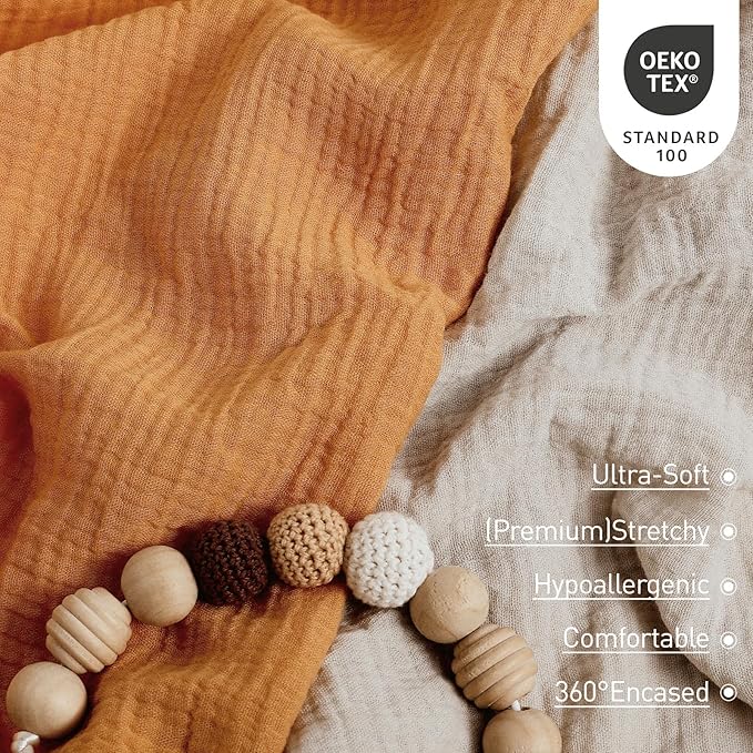 Muslin Bassinet Fitted Sheets, 2 Pack for Baby Boy and Girl, Soft Breathable Stretchy Baby Pad/Mattress Sheet Set, Universal Fit for Hourglass Oval and Rectangle Bassinet Mattress (Elegant Colors)