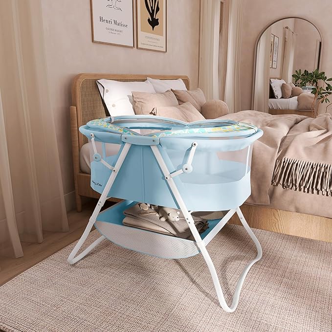 Karley Bassinet for Newborns | Award-Winning 2021 National Parenting Product & Mom’s Choice Winner | Portable Lightweight Bassinet with Adjustable Canopy, Dual-Sided Mattress & Storage Bag