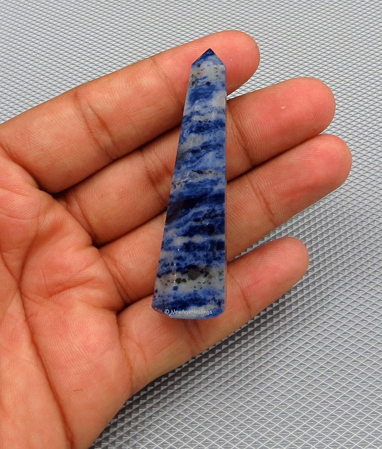 Amazing Gemstone Sodalite Crystal Towers - Natural Healing Crystal Point Obelisk for Reiki Healing and Crystal Grid (3 Inch)