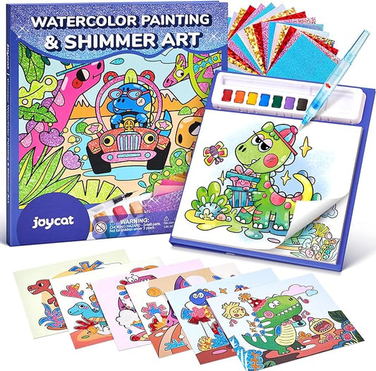 JoyCat Paint with Water Coloring Books, Art & Craft Activity, No Mess Art for Kids Ages 4-8, Craft Kits & Supplies, DIY Creative Activity, Presents for Girls & Boys (Dinosaurs)