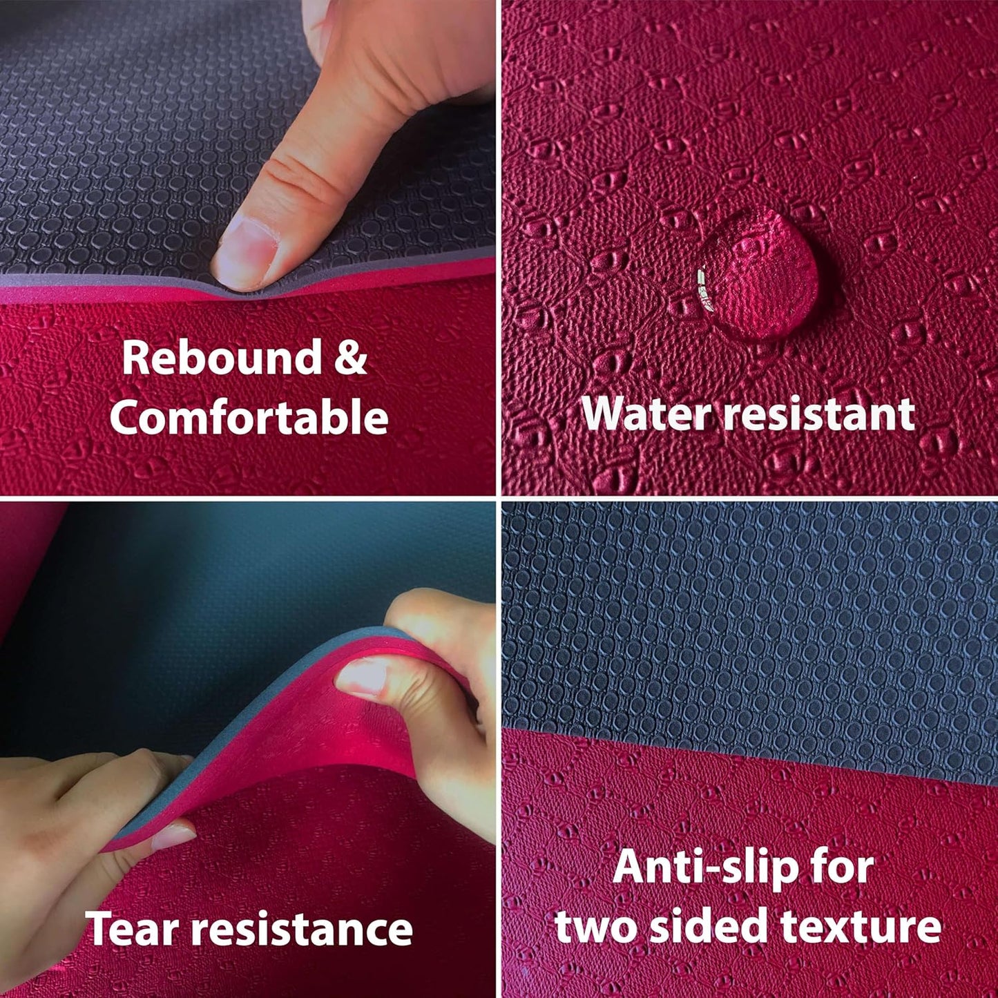 Extra Thick Exercise Yoga Mat with Strap - 2/5 Inch (10MM), Non-Slip Workout Mat for Yoga, Pilates, and Floor Exercises