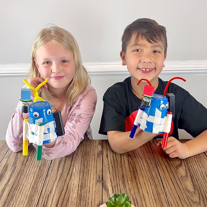 DIY Doodle Scribble Bot Kit – Bulk Pack of 10 Drawing Motorized Doodle Art Robot Projects for Kids - STEM & STEAM Classroom Robotics Activity