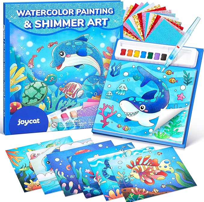 JoyCat Paint with Water Coloring Books, Art & Craft Activity, No Mess Art for Kids Ages 4-8, Craft Kits & Supplies, DIY Creative Activity, Presents for Girls & Boys (Sea Animals)