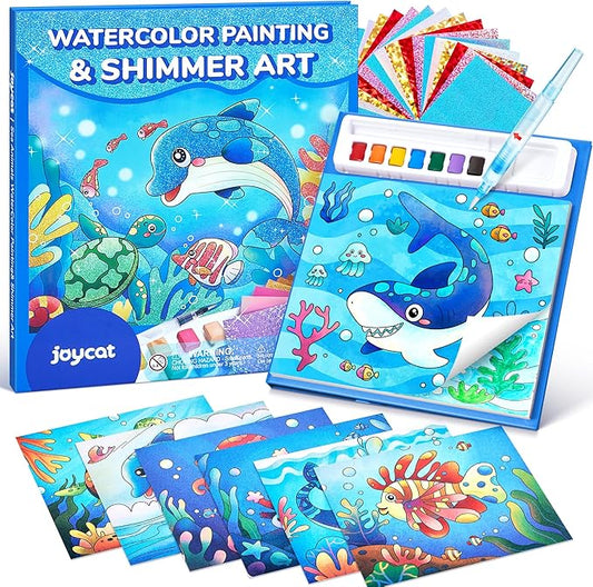 JoyCat Paint with Water Coloring Books, Art & Craft Activity, No Mess Art for Kids Ages 4-8, Craft Kits & Supplies, DIY Creative Activity, Presents for Girls & Boys (Sea Animals)