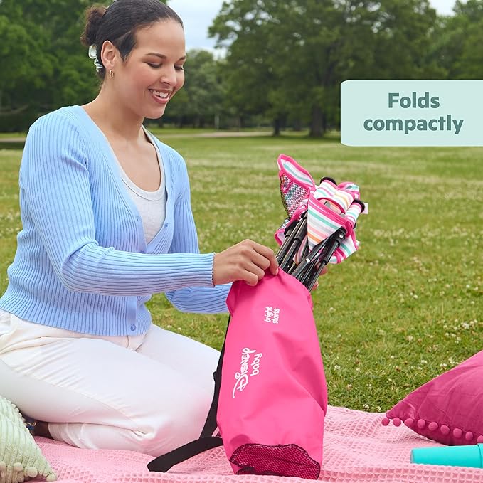 Bright Starts Disney Minnie Mouse Pop 'N Sit Portable Booster, Indoor/Outdoor Use, Floor Seat with Feeding Tray, 6 Mos - 3 Yrs