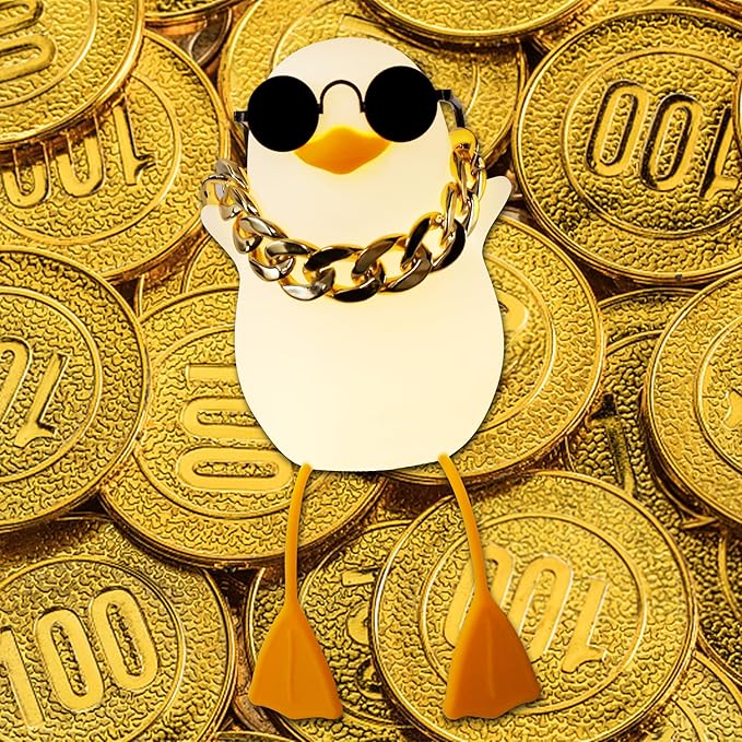 Duck Night Light for Kids, Cute Benson Ducks Gifts, Squishy Touch Silicone Animal Nursery Bedside Lamp Goose Gifts, Dimmer & Rechargeable, Birthday Gifts for Boys Girls Women Teen(Hip Hop Duck)