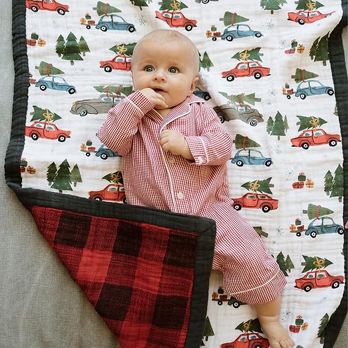 Little Unicorn Newborn Receiving Quilt | Ultra- Soft, Multi-Layered Muslin Fabric | Gift for Newborns & on-The-go (Holiday Haul)