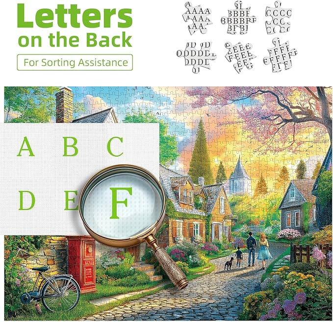 1000 Piece Sunset Village Jigsaw Puzzle - Challenging Countryside Landscape for Adults, 27.5x19.7 Inch