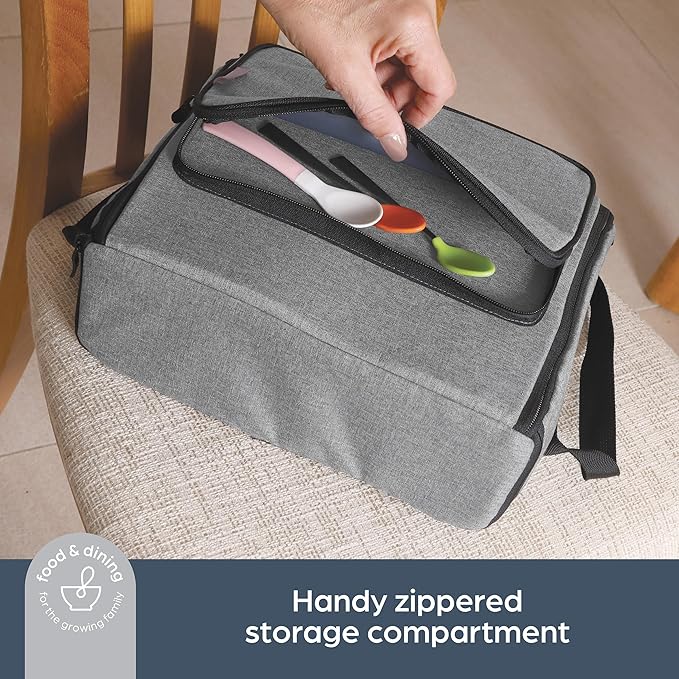 Dreambaby Grab ‘N Go Travel Booster Seat – Portable Toddler High Chair for Dining (6M-5Y) with Storage & Shoulder Strap