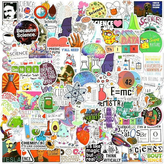 100 PCS Science Stickers for Water Bottles,Science Laboratory Stickers for Adults Students Kids Teacher,Physics Biology Chemistry Experiment Math Gifts