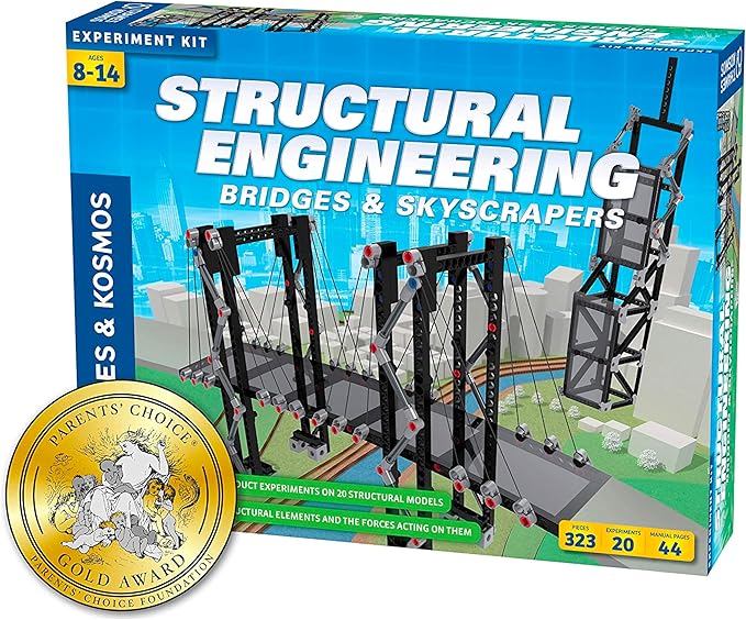 Thames & Kosmos Structural Engineering: Bridges & Skyscrapers | Science & Engineering Kit | Build 20 Models | Learn about Force, Load, Compression, Tension | Parents' Choice Gold Award Winner, Blue
