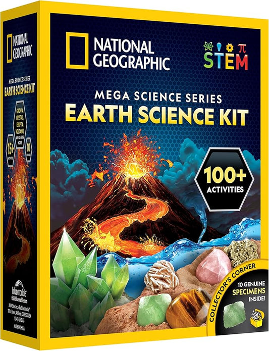 National Geographic STEM Science Kit - 15+ Experiments, Crystal Growing, Volcano Kit, Dig Kits & Gemstones for Kids - Amazon Exclusive