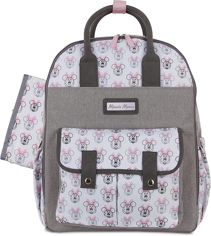 Disney Cudlie Diaper Bag Backpack for Moms | Large Spacious Diaper Bag for Baby Boys and Girls | 16-Inches High Multi-Function Backpack with Cute Characters