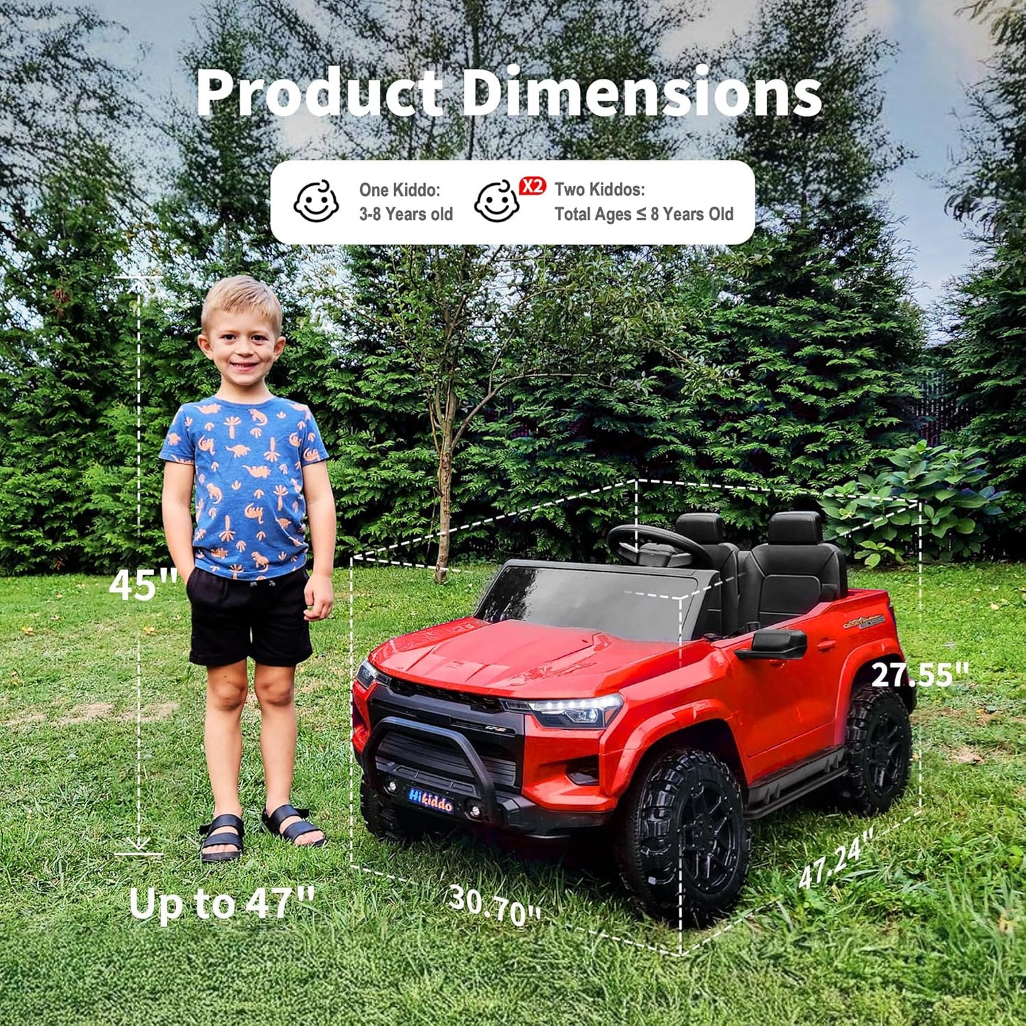 24V 10Ah Ride on Toy for Big Kids, 4WD 2 Seater Electric SUV Kids Car to Drive w/Remote Control, 4x200W Motors - Red