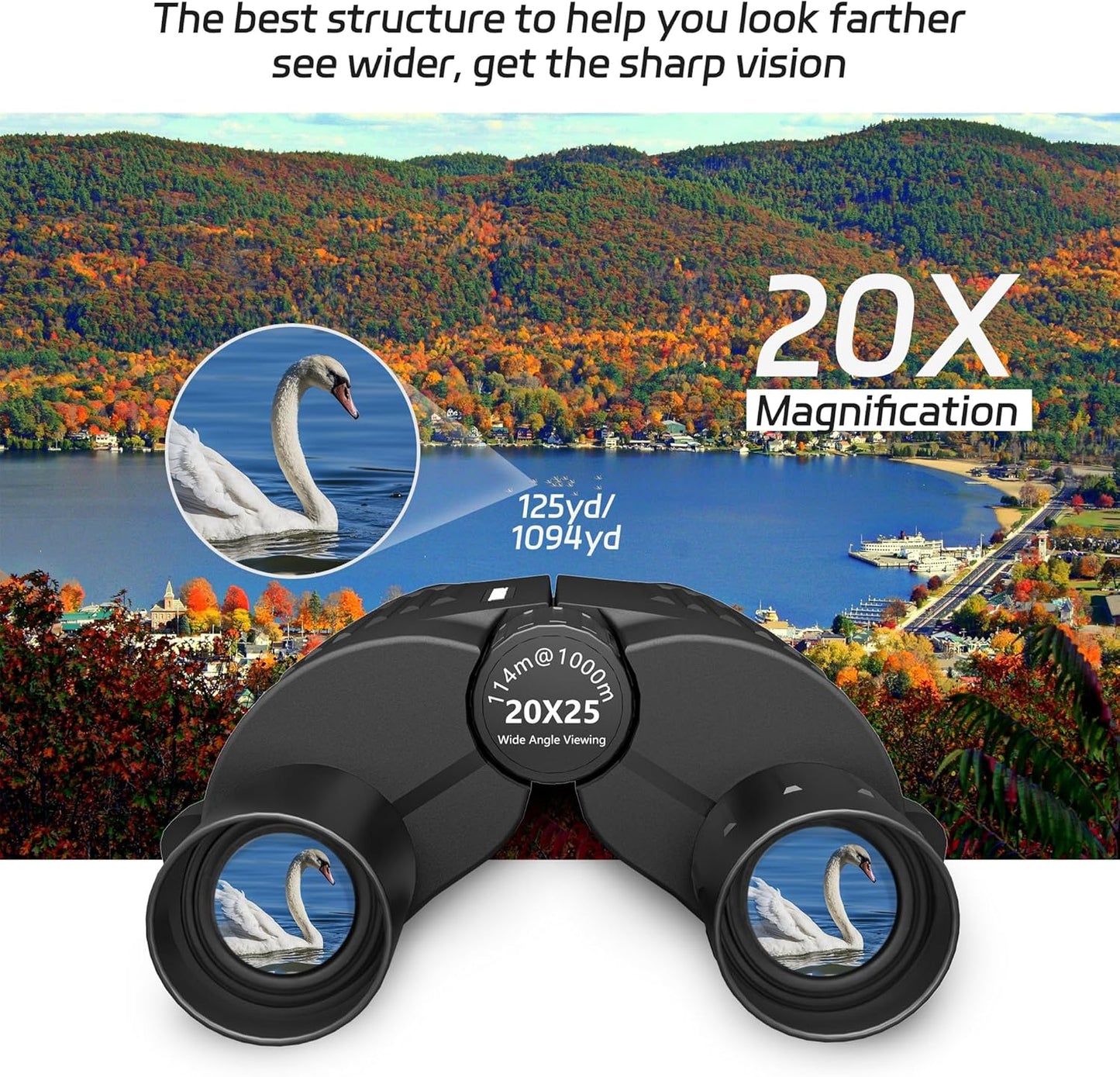 20X25 Small Binoculars for Adults and Kids, Large Eyepiece Binoculars for Bird Watching Easy Focus, Pocket High Powered Opera Glasses for Concert, Cruise Ship, Travel Must Have