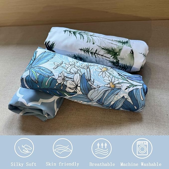 AMROSE 3 Pack Soft Floral Crib Sheets for Baby Girls, 28'' X 52'' Fitted Crib Sheets for Crib and Toddler Mattress Pad, Silk Touch Gentle Breathable Microfiber, Teal Blue Green