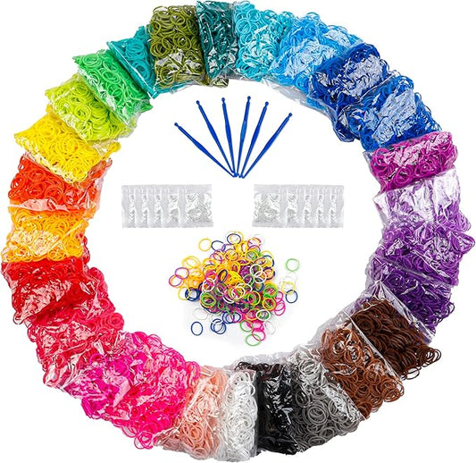 12730+ Loom Rubber Bands Refill Kit in 26 Color with 500 Clips,6 Hooks, Premium Bracelet Making Kit for Weaving DIY Crafting Gift