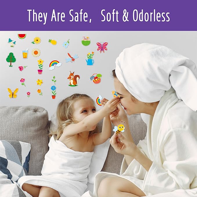 42PCS Summer-Theme Jelly Stickers, Butterfly Flower Farm Thick Window Door Clings Removable Reusable Gel Decals for Kids Toddlers Adults Home Classroom Decoration Party Supplies (Not Edible)