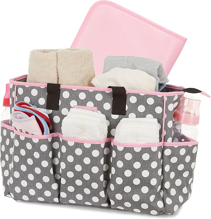 Disney Cudlie Diaper Tote Bag for Moms | Large Spacious Travel Diaper Tote for Baby Boy and Girl | 17-Inches Wide Multi-Functional Baby Bag with Cute Patterns