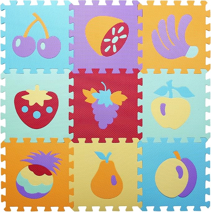Coolcandy Baby Play Mat Without Fence, 9Pcs Interlocking Puzzle Floor Mat, 0.4" Thick Non-Toxic EVA Foam Play Mat, for Infants & Toddlers 3-36 Months, Soft Puzzle Tiles for Play Areas