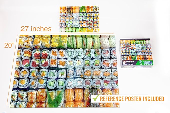 1000 Piece Collage Jigsaw Puzzle for Adults - Sushi Rolls Gourmet Food - Challenging Hard Puzzle Perfect for Game Nights - 20x27 inches (Savor The Sea)