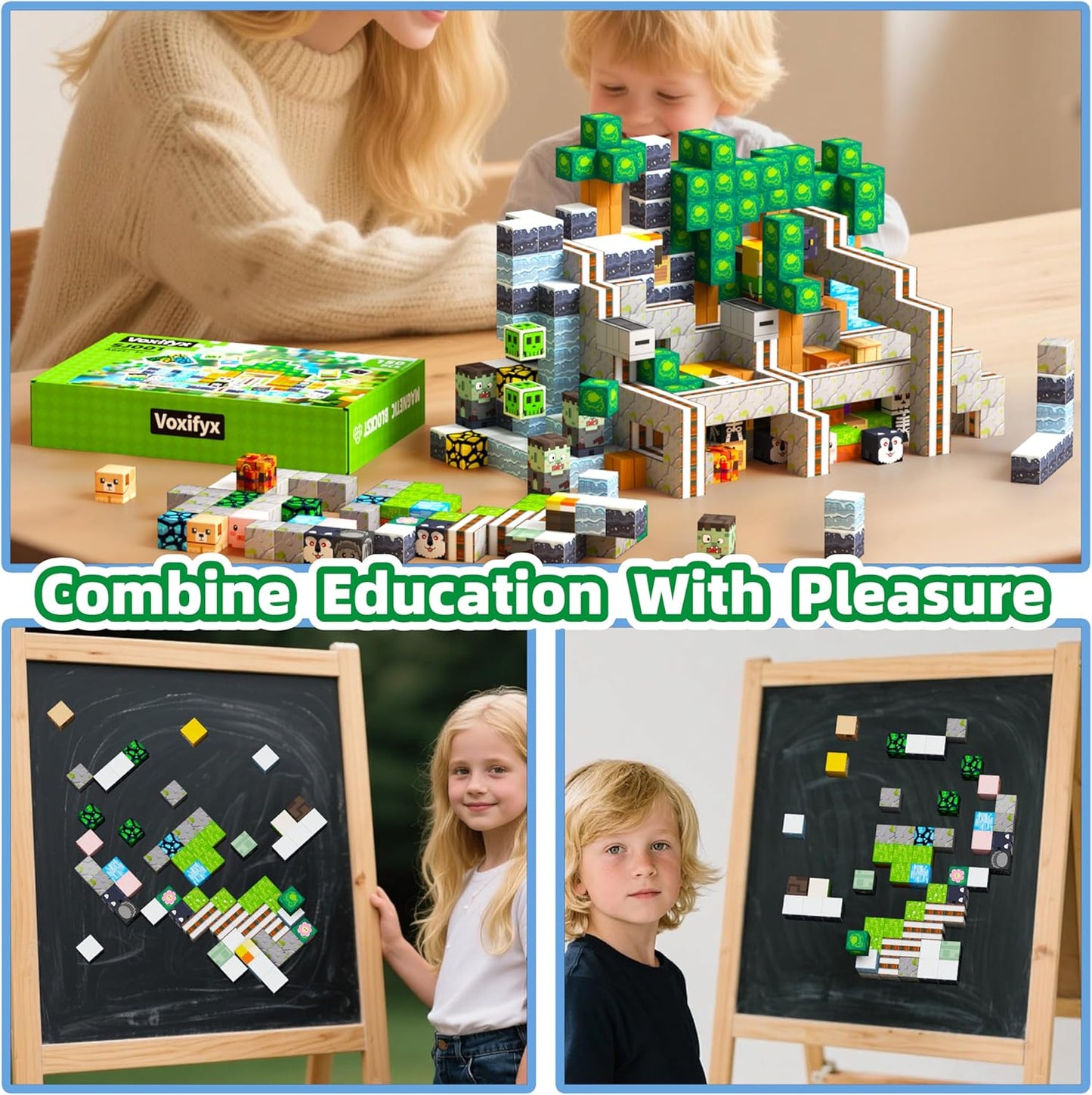 150PCS Magnetic Building Blocks Set Toys, Kids Classroom Magnet Blocks Sensory Toy for Toddlers STEM Learning, Construction Stacking Toy for Kids Boys and Girls Christmas Birthday Gifts