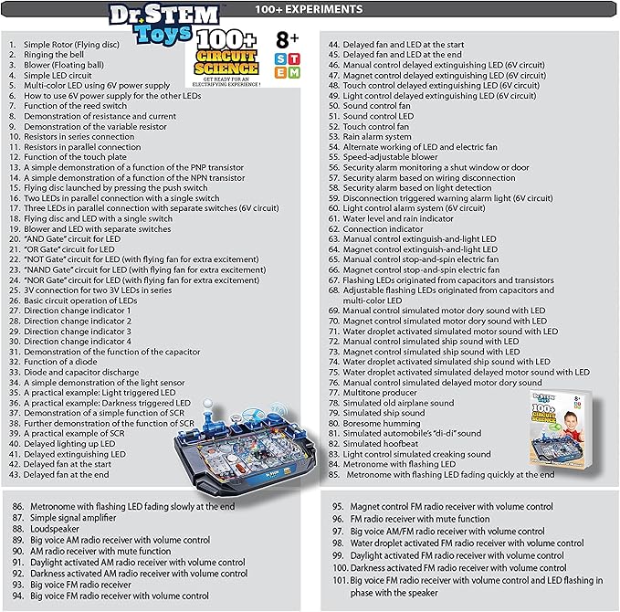 Dr. STEM Toys Circuit Science Kit, Includes Over 100 Electrical Experiments with Lights, Sounds, and Action - for Boys and Girls Ages 8+