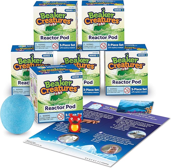 Learning Resources Beaker Creatures Reactor Pods,6 Pack, Ages 5+,Series 1, STEM Certified Science Toy, Fun Experiments For Kids