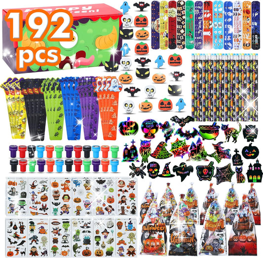 192Pcs Halloween Favors Stationery Gift Set, Trick or Treat Gifts for Kids, 24 Pack Halloween Party Favors for Kids Classroom Prizes Bulk Halloween School Supplies Goodie Bag Stuffers Fillers.