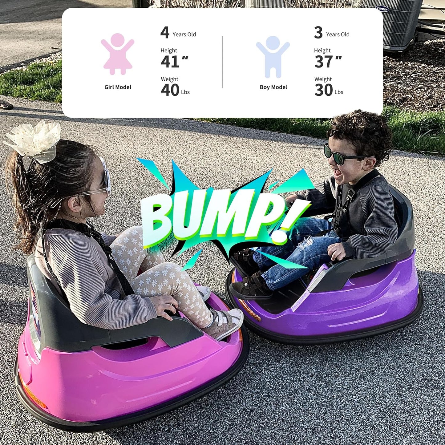 12V Kids Electric Bumper Car, Baby Bumper Car for Toddlers w/Remote Control, 360° Spinning - Purple