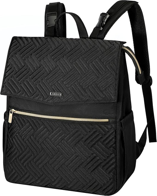 LANDICI Diaper Bag Backpack, Multifunction Waterproof Baby Diaper Bags with Changing Pad, Stroller Straps, Travel Essentials Stylish Back Pack for Mom Dad Boy Girls Toddler, Black