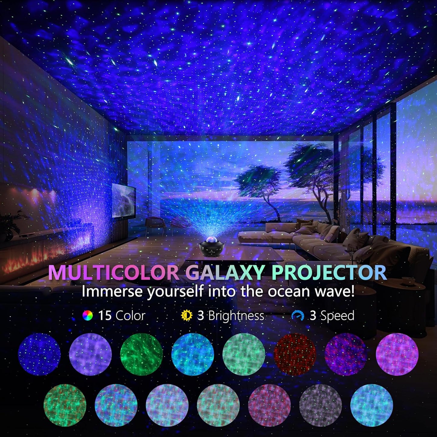 FlyEagle Galaxy Projector for Bedroom, Light Projector Star Projector Galaxy Light with Bluetooth Speaker, Timer, APP & Remote Control for Kids