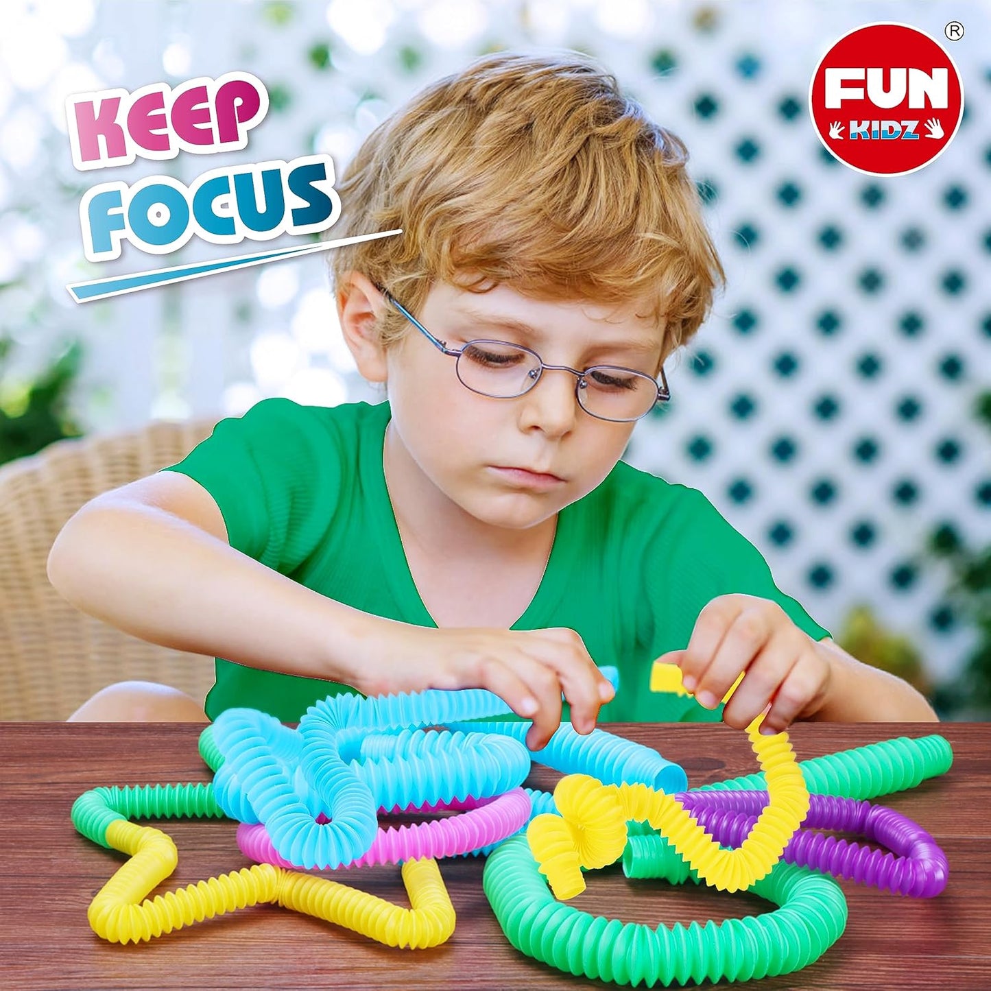 Jumbo & Mini Pop Tubes Toddler Fidget Toys, FunKidz 21Pack Expandable Stretchy Pipe Sensory Tubes, Stocking Stuffers for Kids Learning Gifts Playing Fun for All Ages