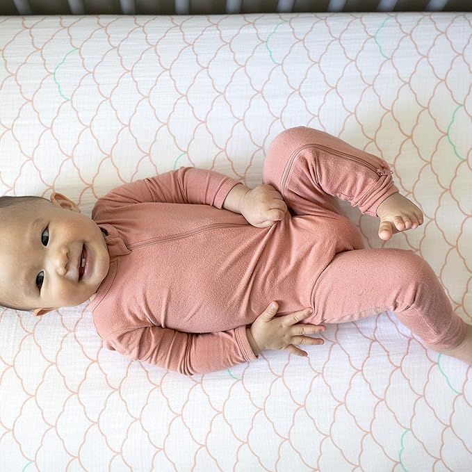 Newton Baby Fitted Single Layer Crib Sheet (2-Pack) - Ultra Breathable and Soft, Organic Cotton, Fits All Standard Cribs, Blush Coral White