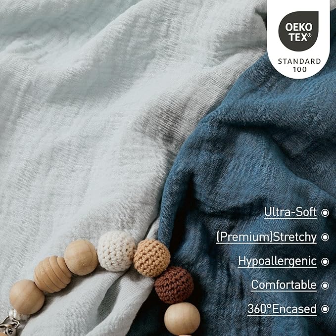 Muslin Bassinet Fitted Sheets, 2 Pack for Baby Boy and Girl, Soft Breathable Stretchy Baby Pad/Mattress Sheet Set, Universal Fit for Hourglass Oval and Rectangle Bassinet Mattress (Bright Colors)