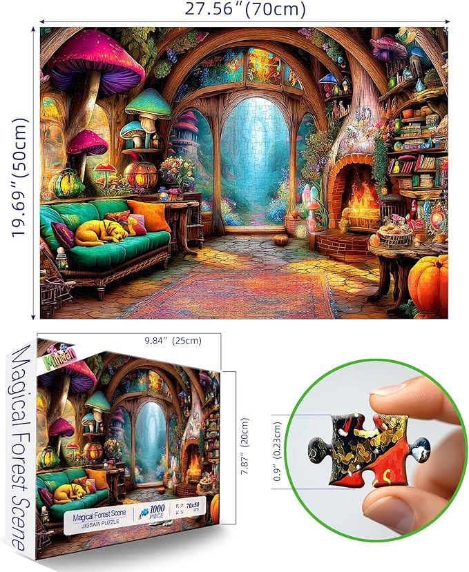 1000 Piece Jigsaw Puzzle for Adults - Fantasy Fairy Tale Cottage with Enchanted Forest, 27.5x19.7 Inches Unique Challenging Adult Puzzle for Relaxation & Home Decor
