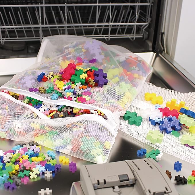 PLUS PLUS Building Set with Metal Suitcase, Open Ended Stem Toy for Toddlers and Preschool, 70 Big Pastel Interlocking Pieces