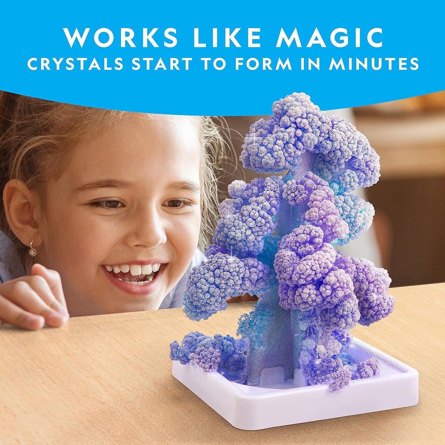National Geographic Craft Kits for Kids - Crystal Growing Kit, Grow 6 Crystal Trees in Just 6 Hours, Educational Craft Kit with Art Supplies, Geode Specimen, STEM Arts & Crafts Kit (Amazon Exclusive)
