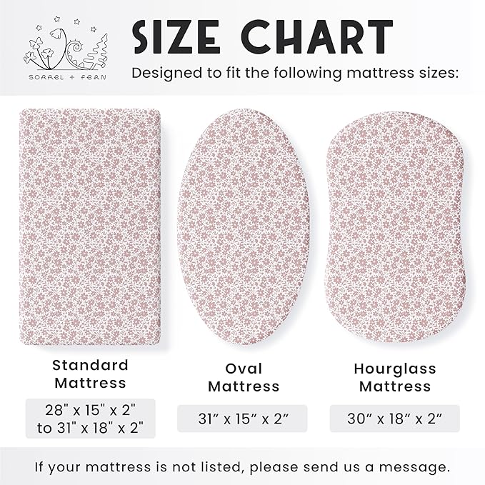 Baby Bassinet Sheets Girl (Antique Rose) 2-Pack - Fitted Bedside Bassinet Sheets - Buttery Soft Cotton Blend for Standard Mattress Pad - Compatible with Halo BassiNest