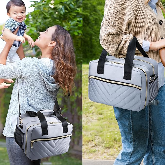 Breastmilk Cooler Bag with Ice Pack, Wearable Breast Pump Storage Bag, Insulated Bottle Travel Bag Compatible with Momcozy/Elvie/Willow, Fits Baby Bottles up to 9 Ounce with Shoulder Strap Gery Mini