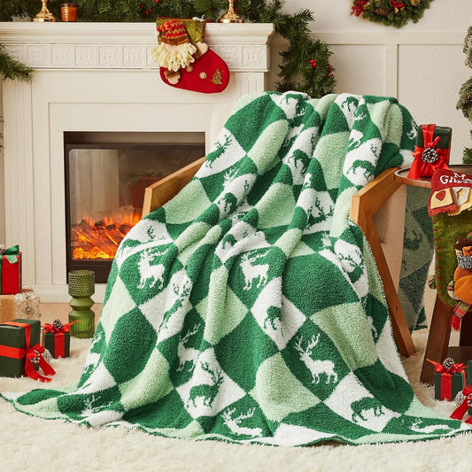 CYMULA Christmas Knit Throw Blanket - Super Soft Cozy Fuzzy Blankets for Couch, Sofa & Bed, Holiday Throw Blanket，60"x80"